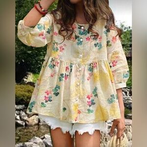 Floral Button-Up Women's Top